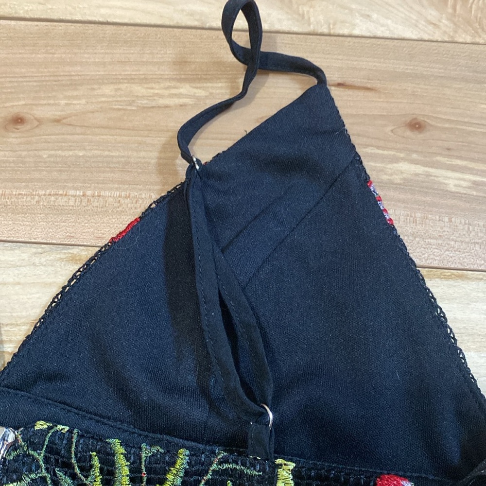 Floral Embroidered Black Bralette - Picture 9 of 12
